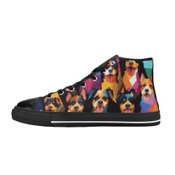 Colorful irregular pattern of funny adorable dogs. Women's Classic High Top Canvas Shoes (Model 017)