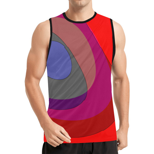 Red Abstract 714 All Over Print Basketball Jersey