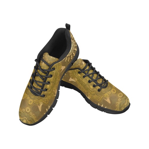 Modern hexa golden ursidae mandala art Men's Breathable Running Shoes (Model 055)