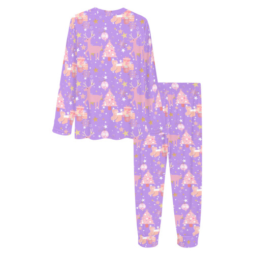 Pink and Purple and Gold Christmas Design Women's All Over Print Pajama Set