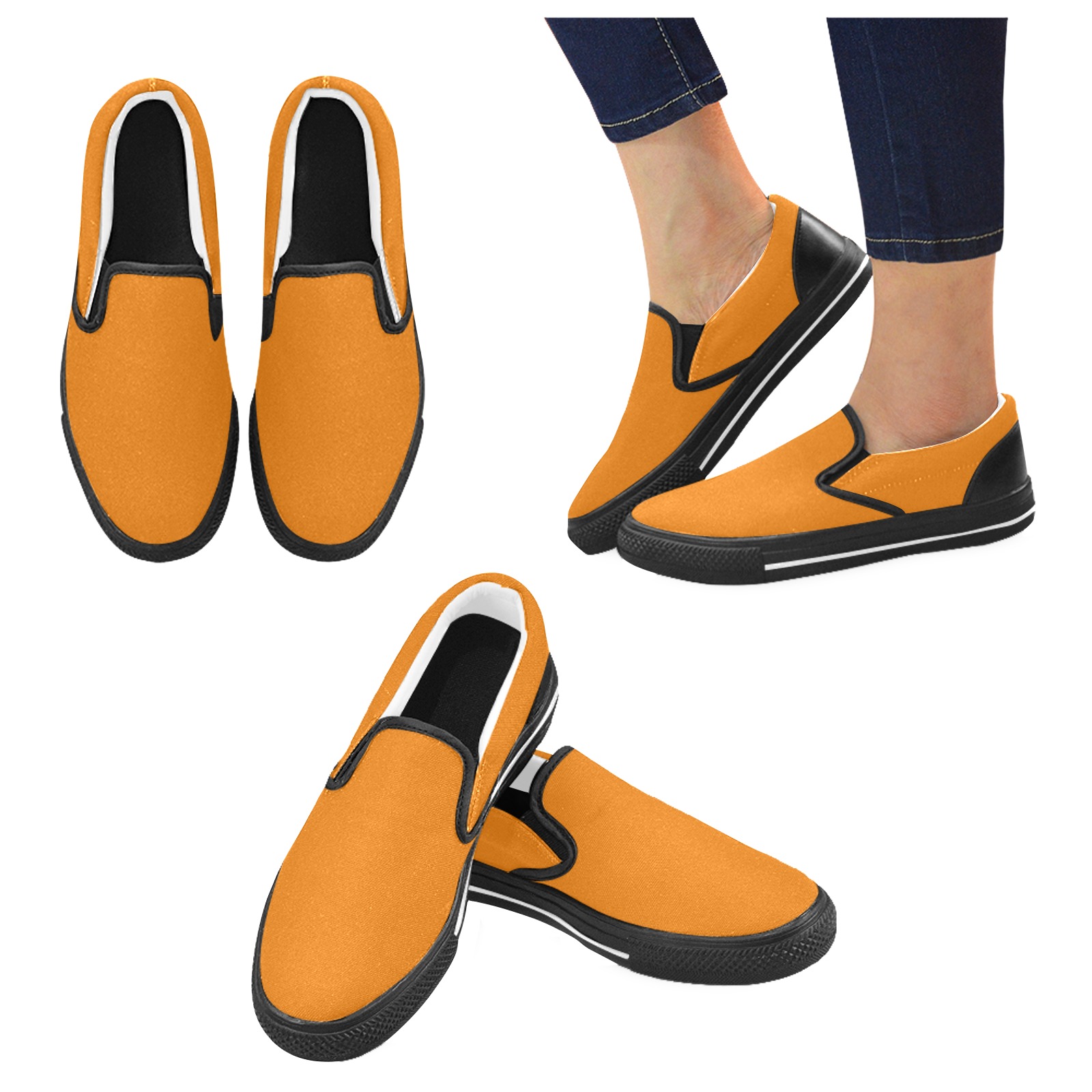 color UT orange Men's Slip-on Canvas Shoes (Model 019)