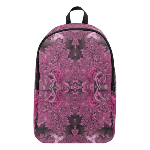 Pink Azalea Bushes Frost Fractal Fabric Backpack for Adult (Model 1659)
