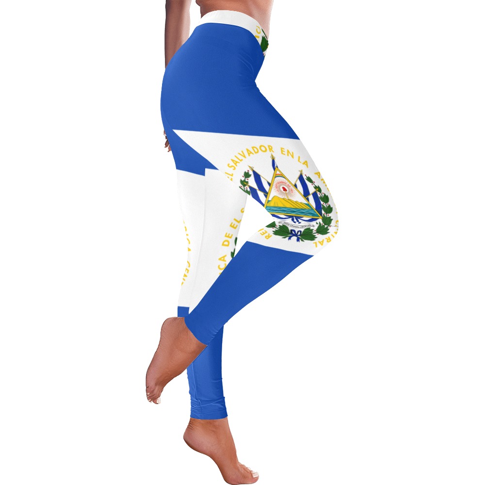 mxcp2000px-Flag_of_El_Salvador.svg Women's Low Rise Leggings (Invisible Stitch) (Model L05)