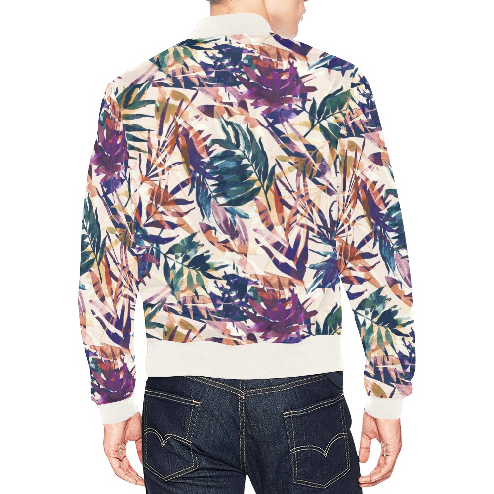 Abstract palms leaf colorful paint-6 All Over Print Bomber Jacket for Men (Model H19)