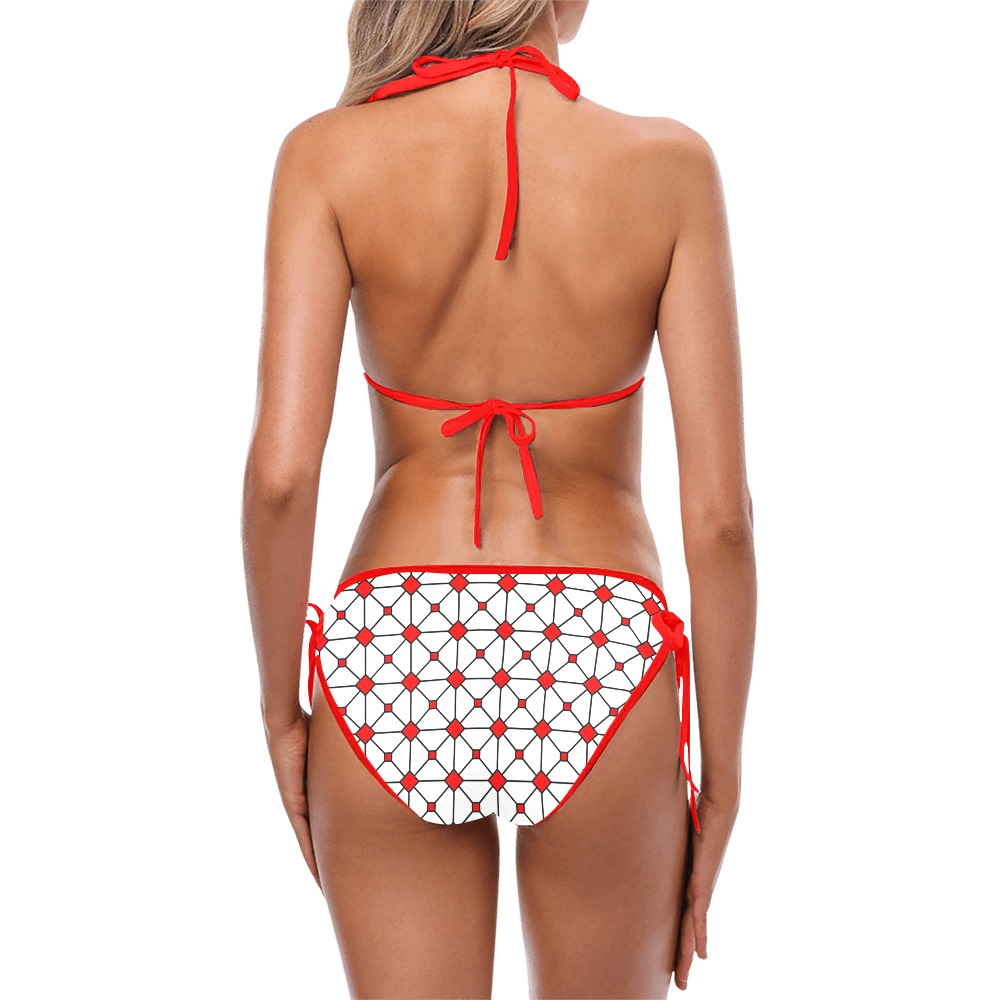 stain glass window shell red Custom Bikini Swimsuit (Model S01)