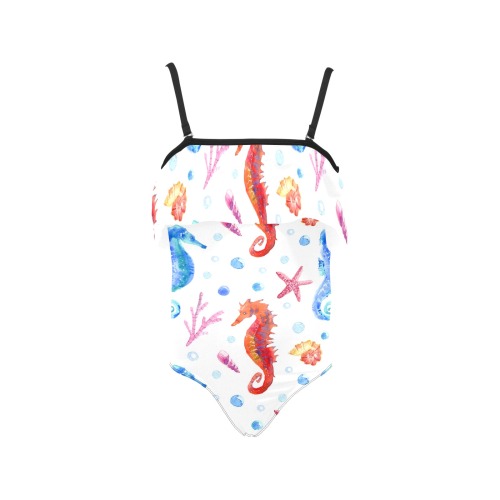 Seahorse Kids' Spaghetti Strap Ruffle Swimsuit (Model S26)