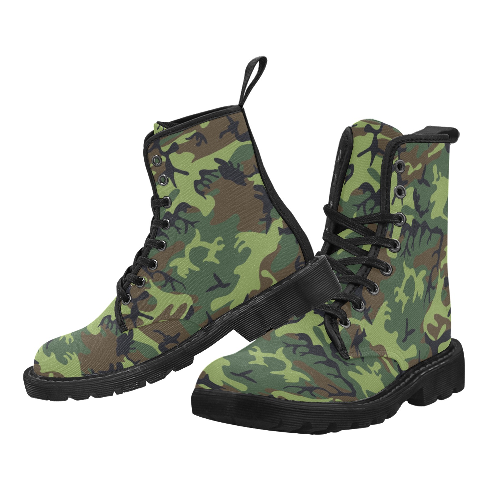 camouflage Martin Boots for Women (Black) (Model 1203H)