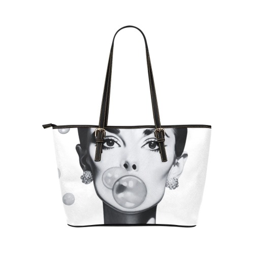 Bubbles Leather Tote Bag/Large (Model 1651)