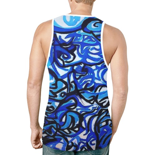 Blue Abstract Graffiti New All Over Print Tank Top for Men (Model T46)