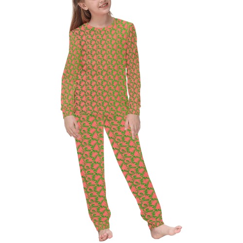 green swirl rd Kids' All Over Print Pajama Set