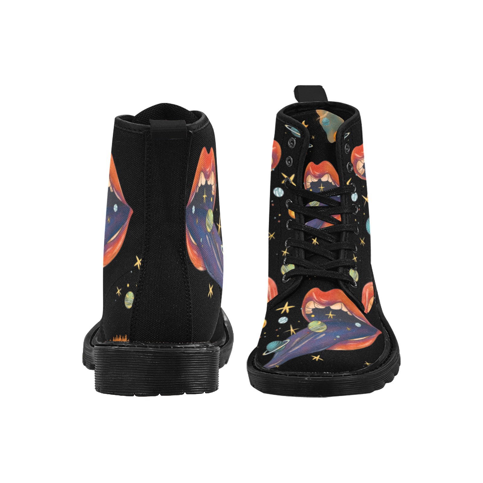 Quirky Space Martin Boots for Women (Black) (Model 1203H)