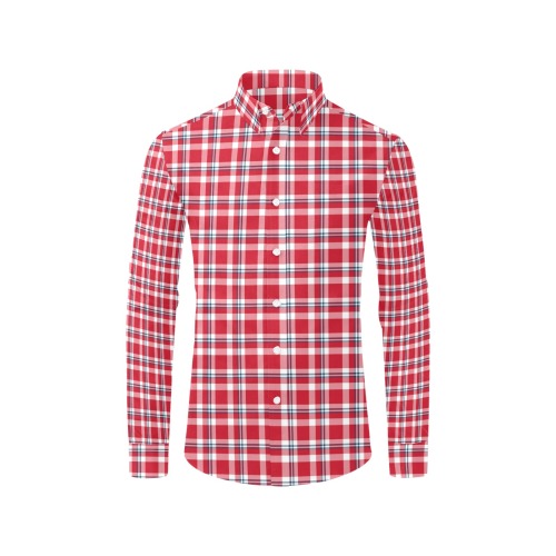 Red Tartan Plaid Men's All Over Print Casual Dress Shirt (Model T61)