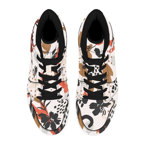 Modern abstract and flowery shapes Men's High Top Sneakers (Model 20042)