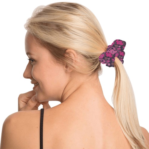 Retro pink floral All Over Print Hair Scrunchie