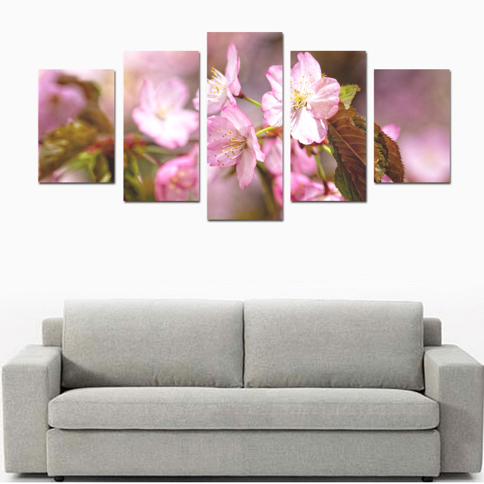 The festival of pink sakura cherry blossoms. Canvas Print Sets D (No Frame)