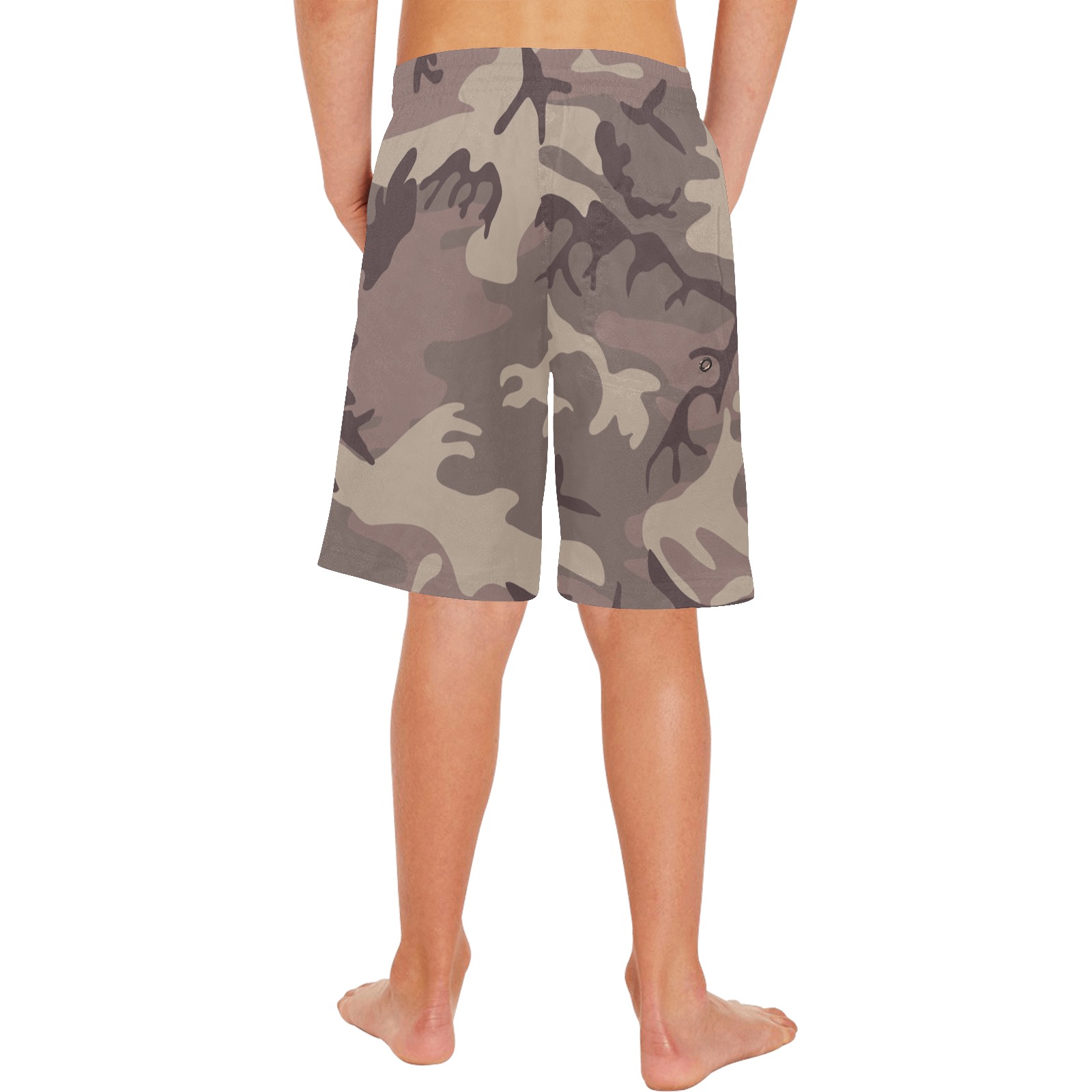 Camo Light Brown Boys' Casual Beach Shorts (Model L52)