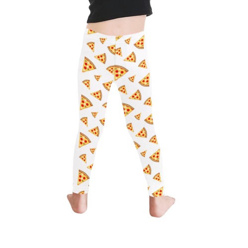 Cool and fun pizza slices pattern on white Kid's Ankle Length Leggings (Model L06)