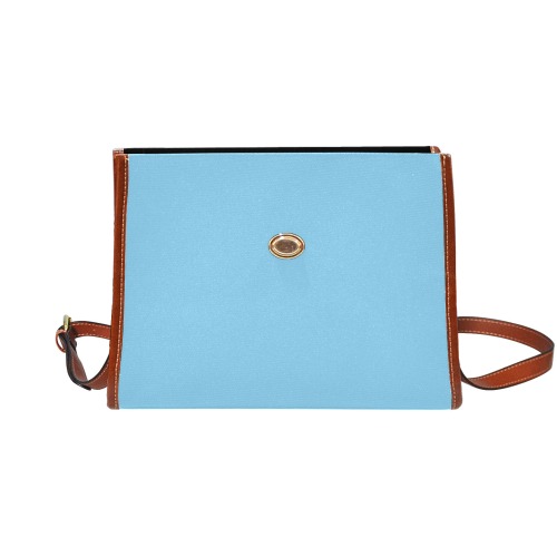color baby blue Waterproof Canvas Bag-Brown (All Over Print) (Model 1641)
