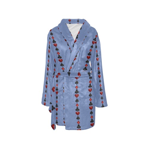 Black Red Playing Card Shapes - Blue Women's All Over Print Night Robe