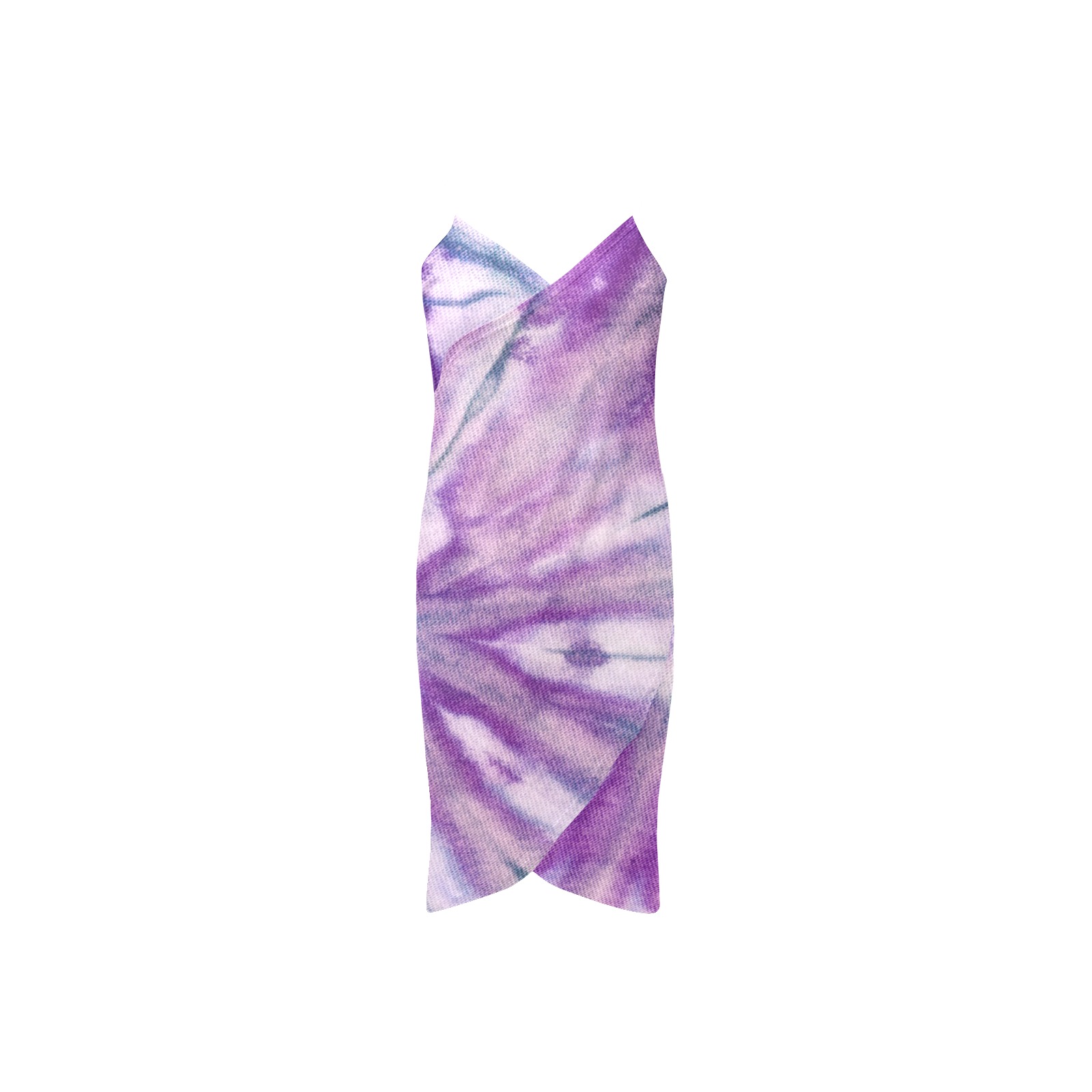 Purple Tie Dye Spaghetti Strap Backless Beach Cover Up Dress (Model D65)