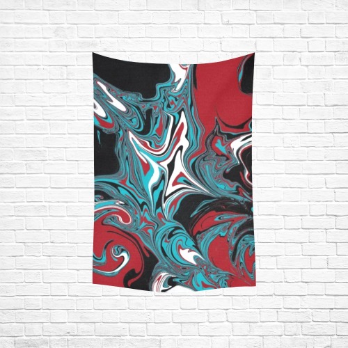 Dark Wave of Colors Cotton Linen Wall Tapestry 40"x 60"