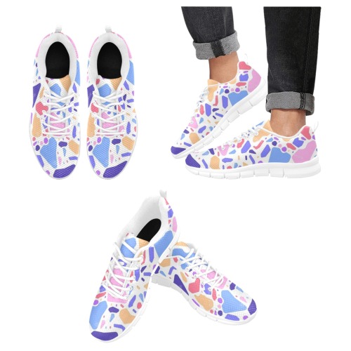 Pastel Colorful Terrazo, Confetti Women's Breathable Running Shoes (Model 055)