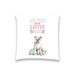 Bulldog Dog Kisses Easter Wishes Custom  Pillow Case 18"x18" (one side) No Zipper