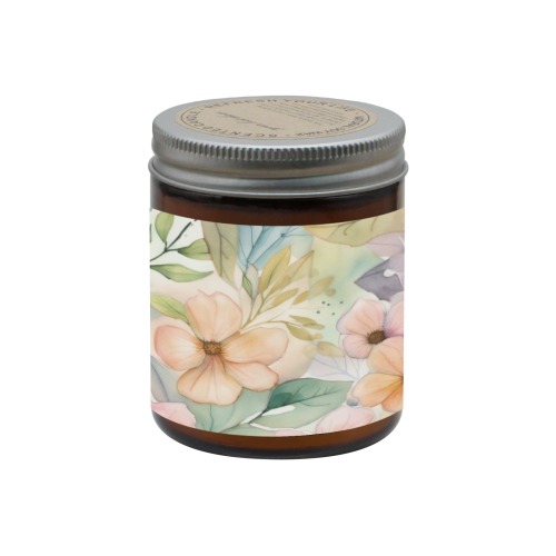 Watercolor Floral 1 Tawny Candle Cup - Large Size (Rose Sandal)