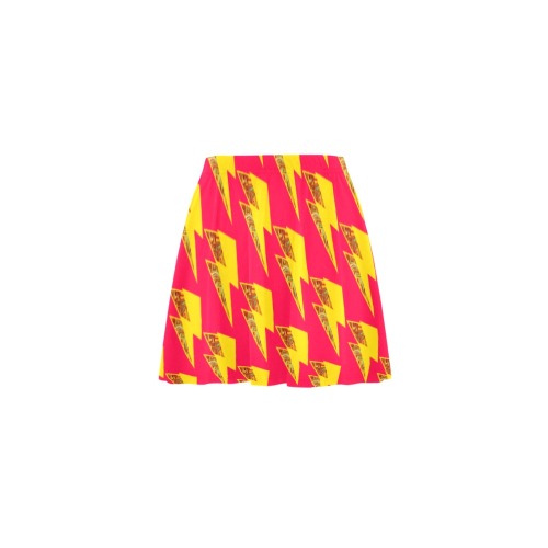 yellow tropical tunderbolt print slack bottom mini skirt Mini Skating Skirt (Model D36)