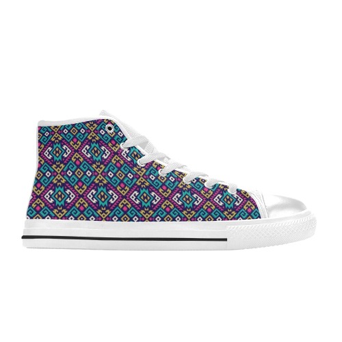 Abstract Pattern Colorful Men’s Classic High Top Canvas Shoes (Model 017)