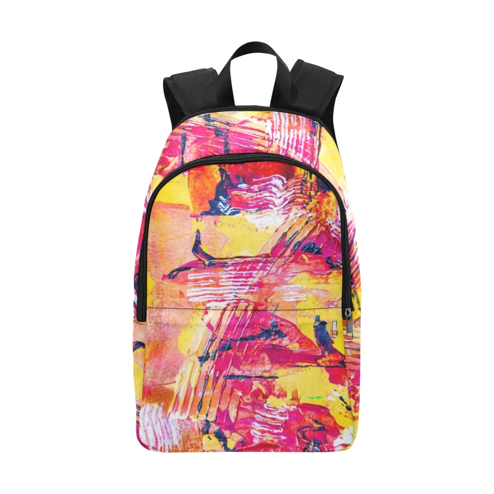Bookbag - Acrylic Paint Design - Yellow, Fuchsia, White, Black, - Textured Paint Fabric Backpack for Adult (Model 1659)