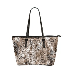 Vintage Look Distressed Snake Skin Print #102 | Leather Tote Bag/Small (Model 1651)