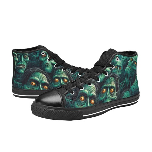 Night Of The Living Dead Women's High Top Canvas Shoes-4 Sides (Model 017)