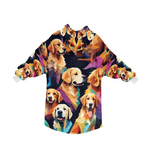 Awesome artsy pattern of golden retriever dogs. Blanket Hoodie for Kids