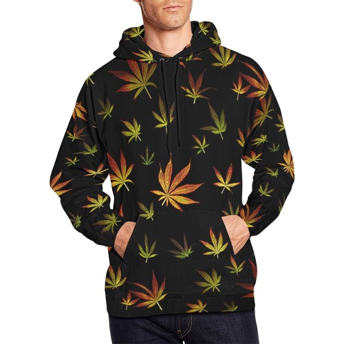 Marijuana Leaves All Over Print Hoodie for Men (USA Size) (Model H13)