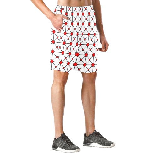 stain glass window shell red Men's All Over Print Elastic Beach Shorts (Model L20)