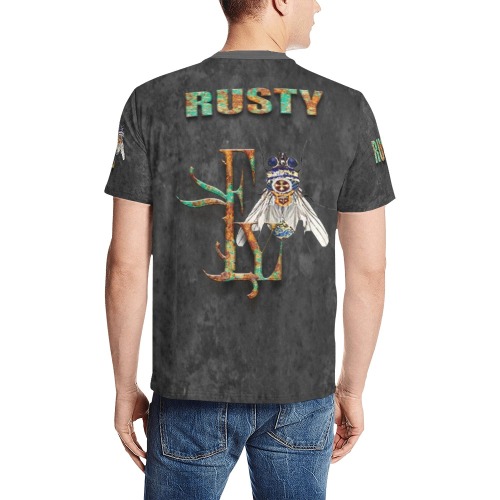 Rusty Collectible Fly Men's All Over Print T-Shirt (Solid Color Neck) (Model T63)