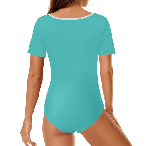 color medium turquoise Women's Short Sleeve Bodysuit