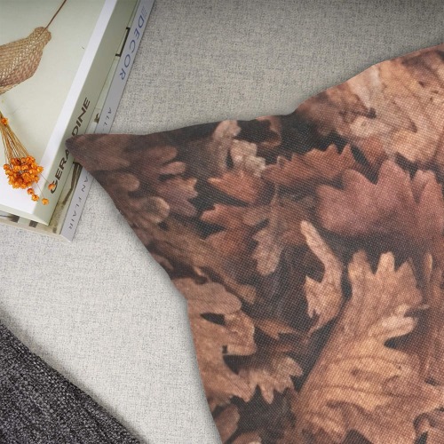 Fall Leaves Linen Zippered Pillowcase 18"x18"(Two Sides)