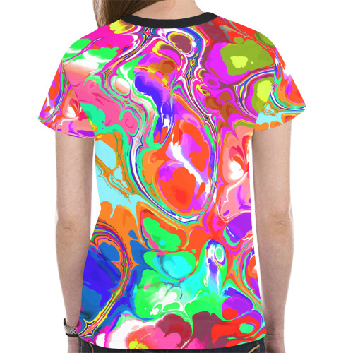 Psychedelic Abstract Marble Artistic Dynamic Paint Art New All Over Print T-shirt for Women (Model T45)