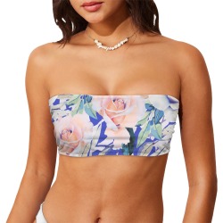 Roses in the Garden Abstract 2B Chest Wrap Bikini Top (Model S36)
