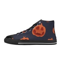 Pumpkin Halloween Shoes High Top Canvas Shoes for Kid (Model 017)