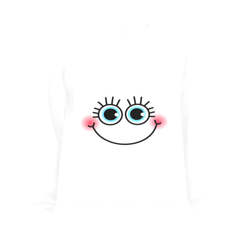 Cute Shy Girlie Comic Cartoon Face Gildan Crewneck Sweatshirt(NEW) (Model H01)