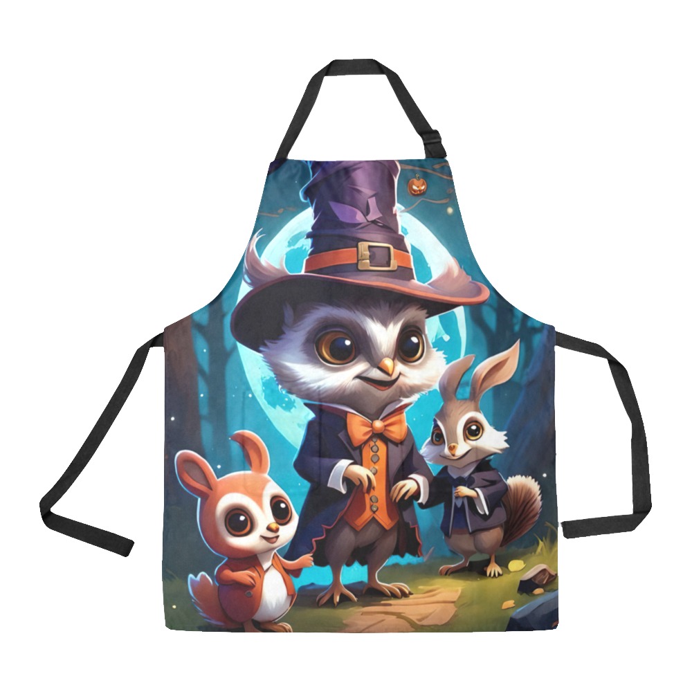 Enchanted, Cute and Spooky Animals All Over Print Apron