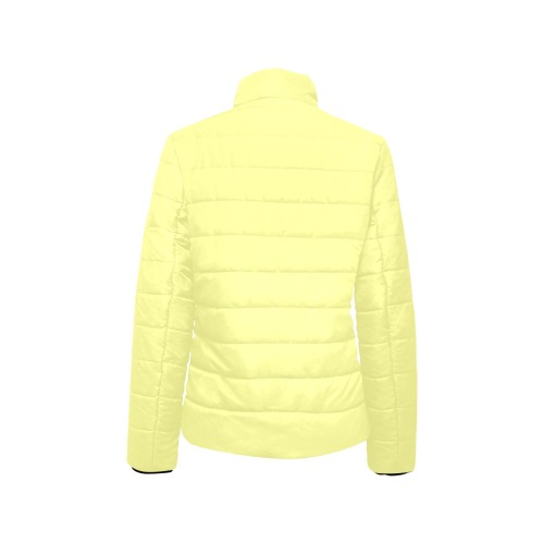color canary yellow Women's Stand Collar Padded Jacket (Model H41)