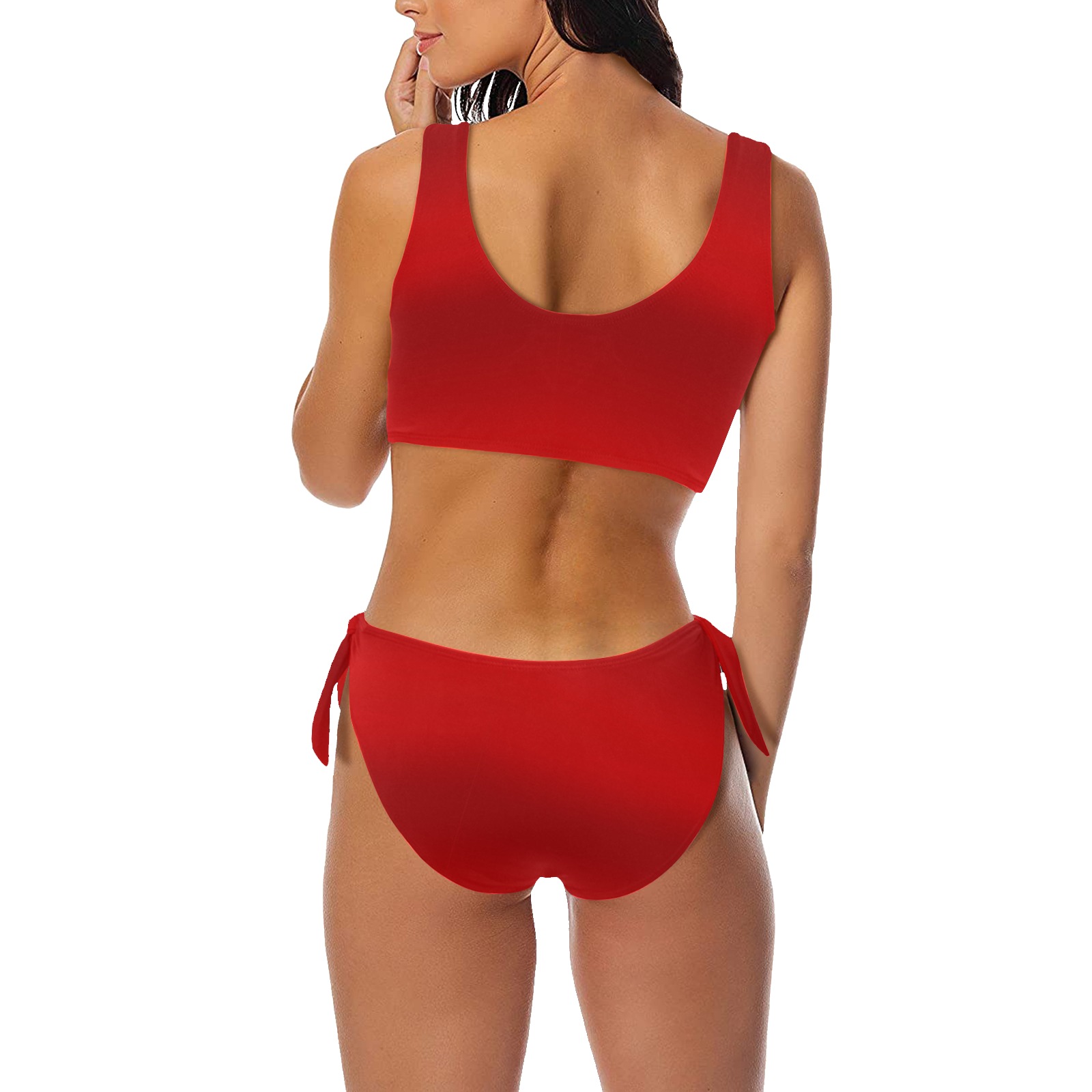 Canada Flag Two Piece Swimsuit Bow Tie Front Bikini Swimsuit (Model S38)