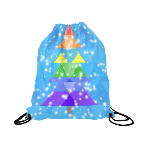 Rainbow Christmas by Nico Bielow Large Drawstring Bag Model 1604 (Twin Sides)  16.5"(W) * 19.3"(H)