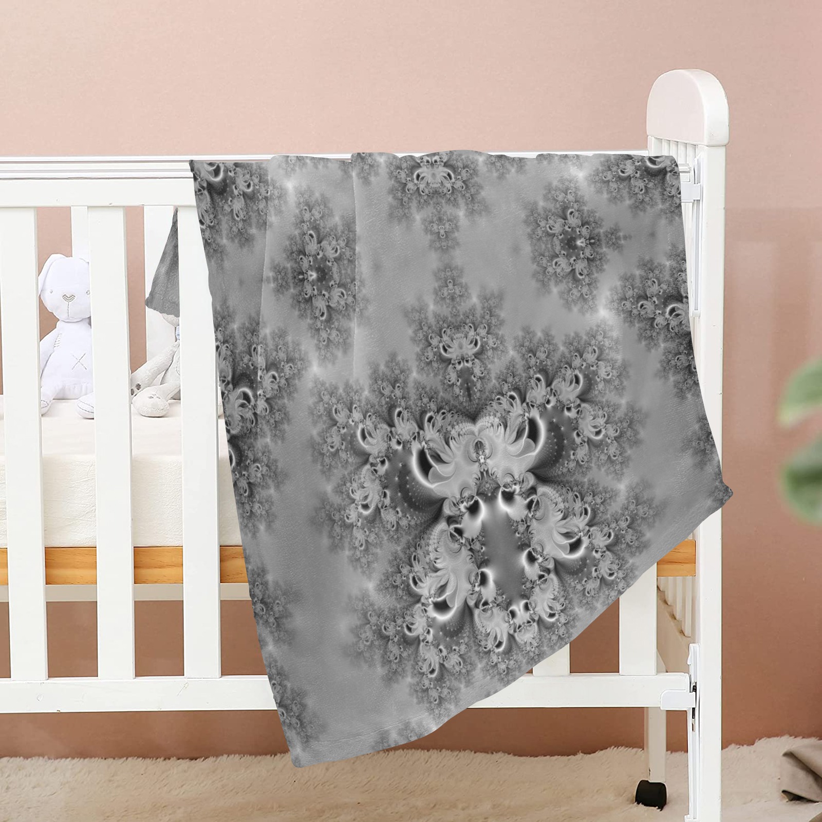 Cloudy Day in the Garden Frost Fractal Baby Blanket 40"x50"