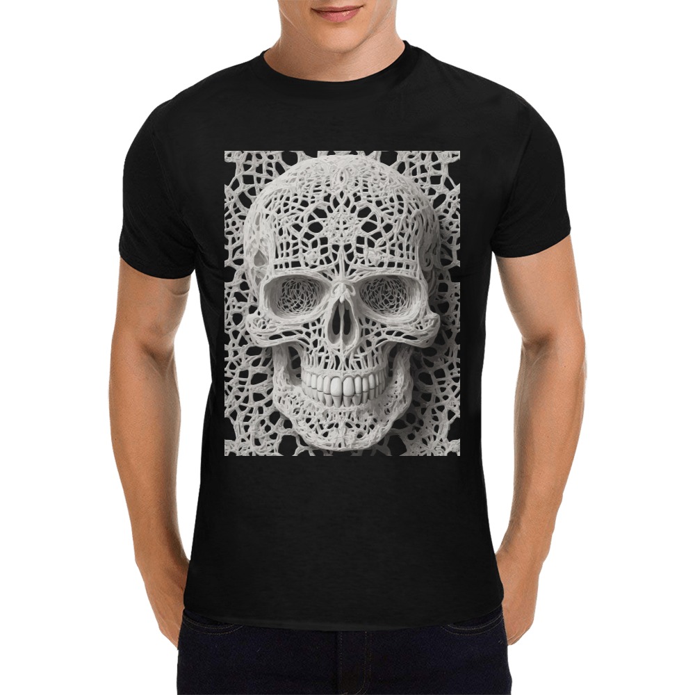 Funny elegant skull made of lace macrame Men's T-Shirt in USA Size (Front Printing Only)