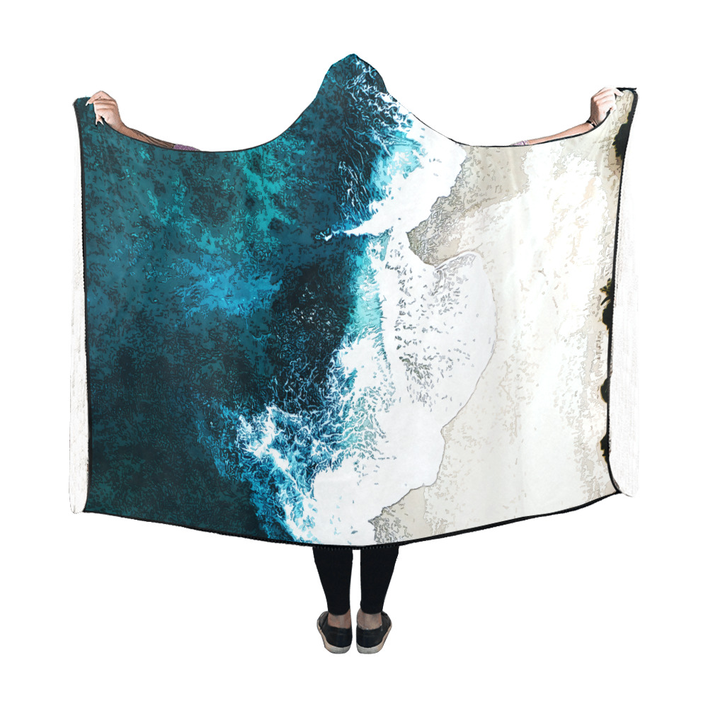Ocean And Beach Hooded Blanket 60''x50''